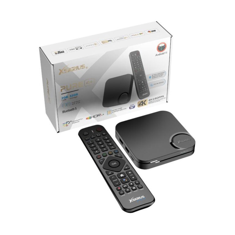 Xsarius Pure 4+ Plus 4K Android IPTV Box – BT remote